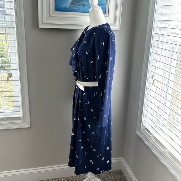 Vintage Blair Shirt Navy Exclamation Retro 80s 90s Business Longsleeve Dress - Picture 8 of 12